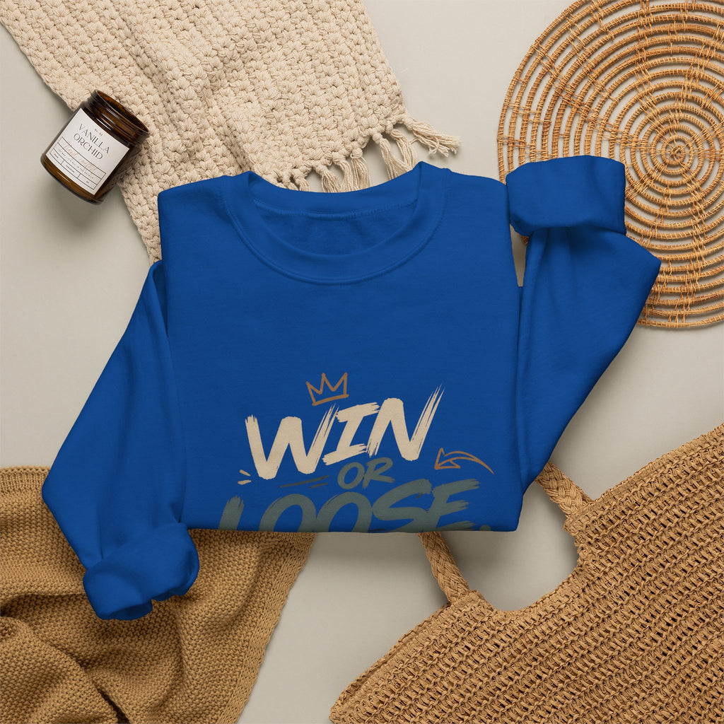 Crewneck Sweatshirt — "Win or Loose We Booze" Graphic Pullover for Party Nights & Bar Fans