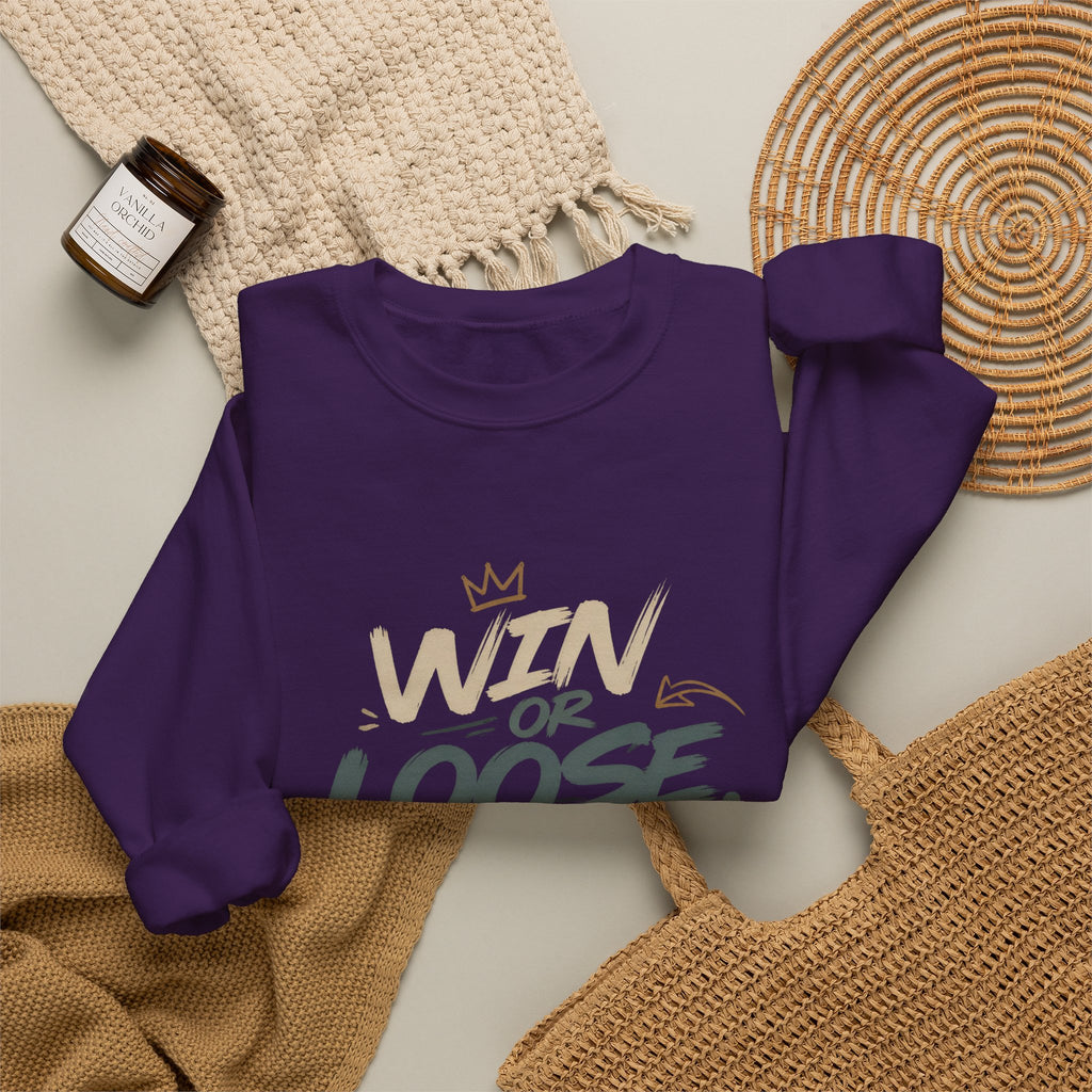 Crewneck Sweatshirt — "Win or Loose We Booze" Graphic Pullover for Party Nights & Bar Fans