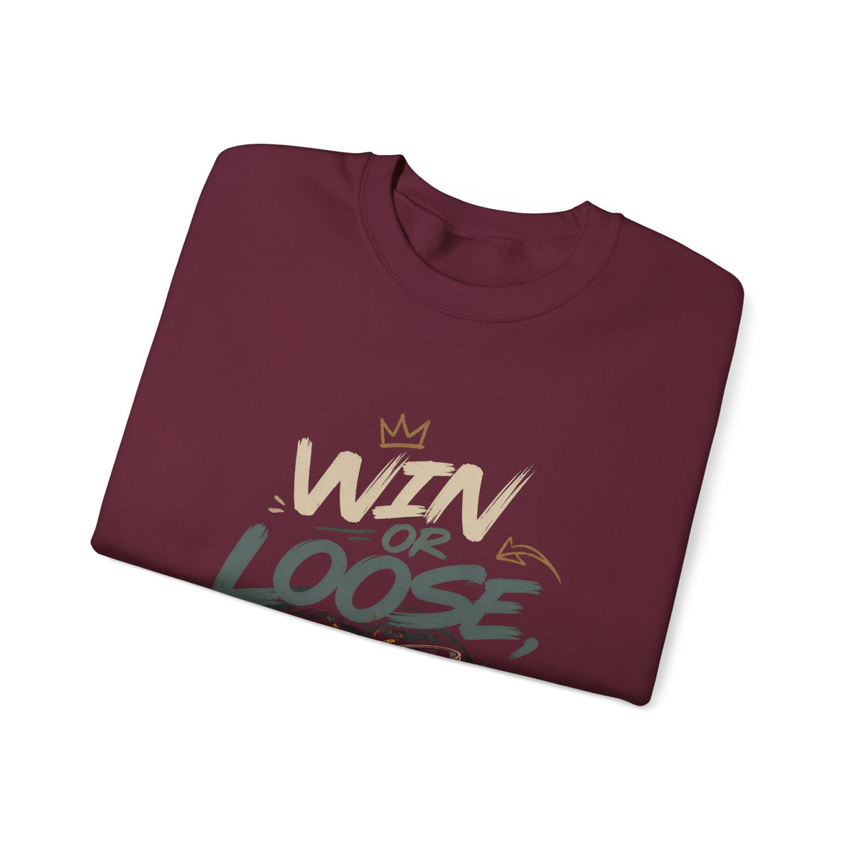 Crewneck Sweatshirt — "Win or Loose We Booze" Graphic Pullover for Party Nights & Bar Fans